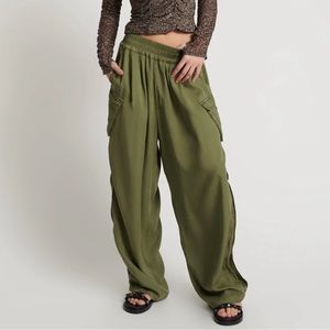 One Teaspoon Khaki Tencel Parachute pants